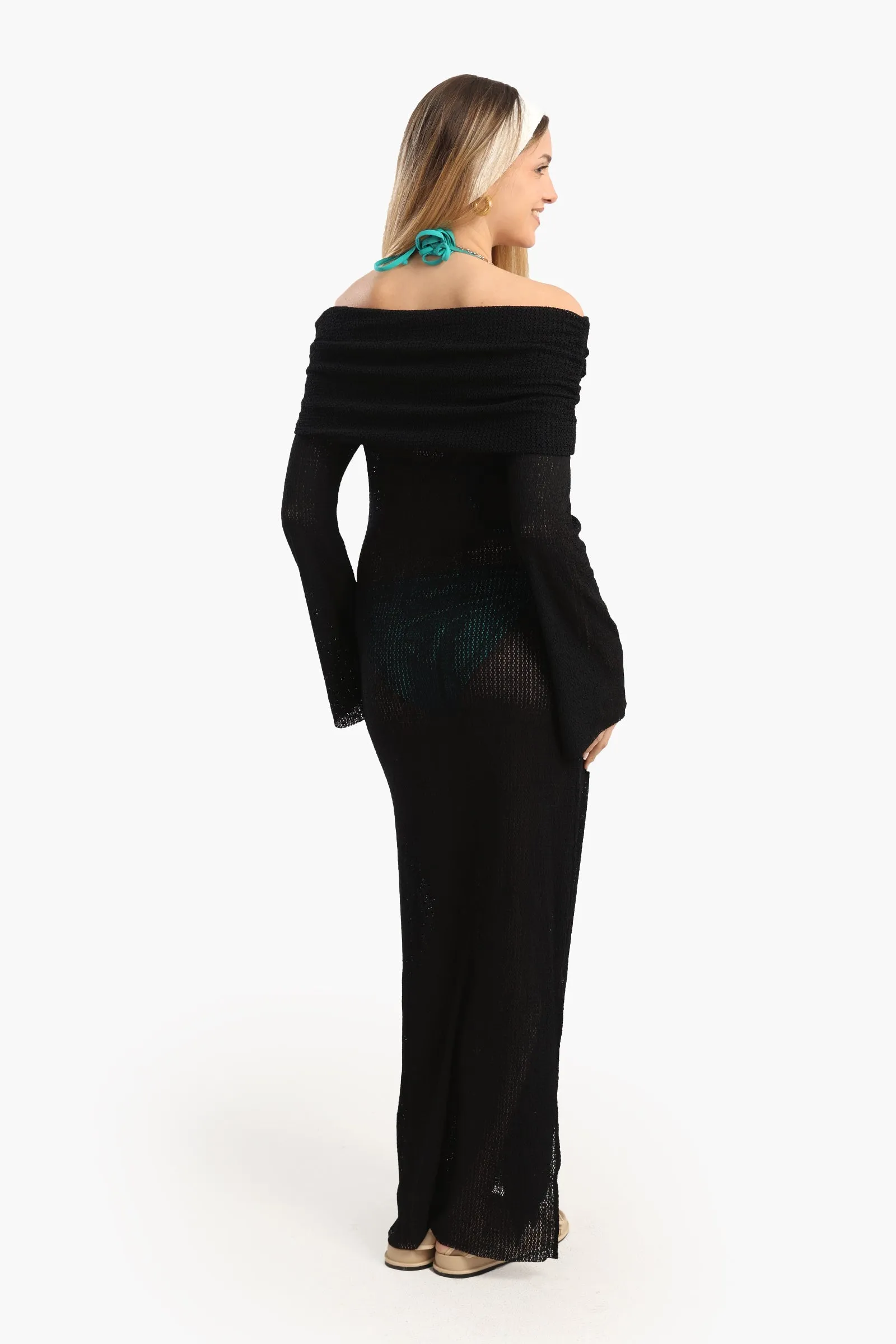 Off-Shoulder Maxi Beach Dress