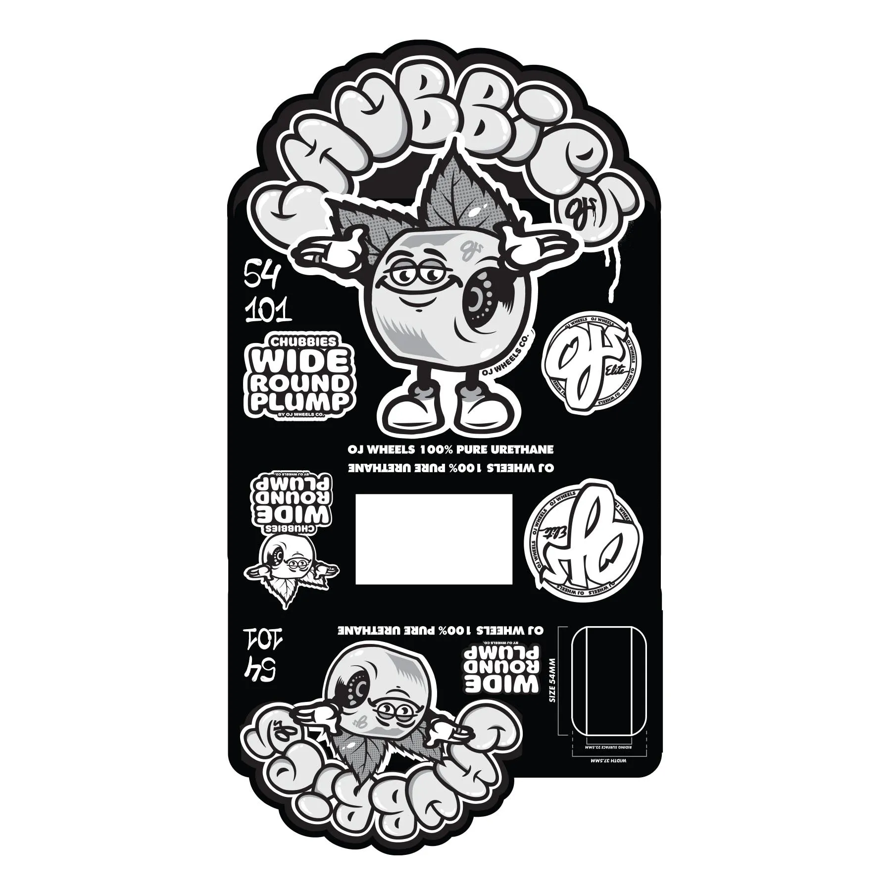 OJ THROW UPS CHUBBIES CITRUS 54MM 101A SKATEBOARD WHEELS