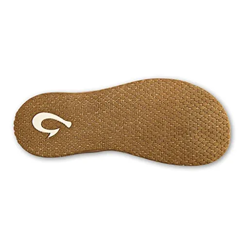 OLUKAI Paniolo Women's Beach Sandals, Distressed Full-Grain Leather Flip-Flop Slides, Wet Grip Soles, Compression Molded Footbed