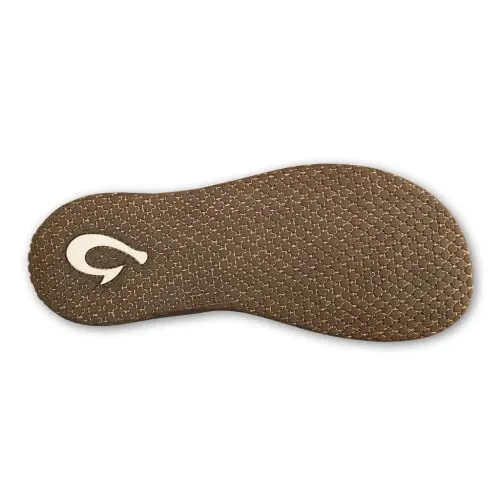 OLUKAI Paniolo Women's Beach Sandals, Distressed Full-Grain Leather Flip-Flop Slides, Wet Grip Soles, Compression Molded Footbed