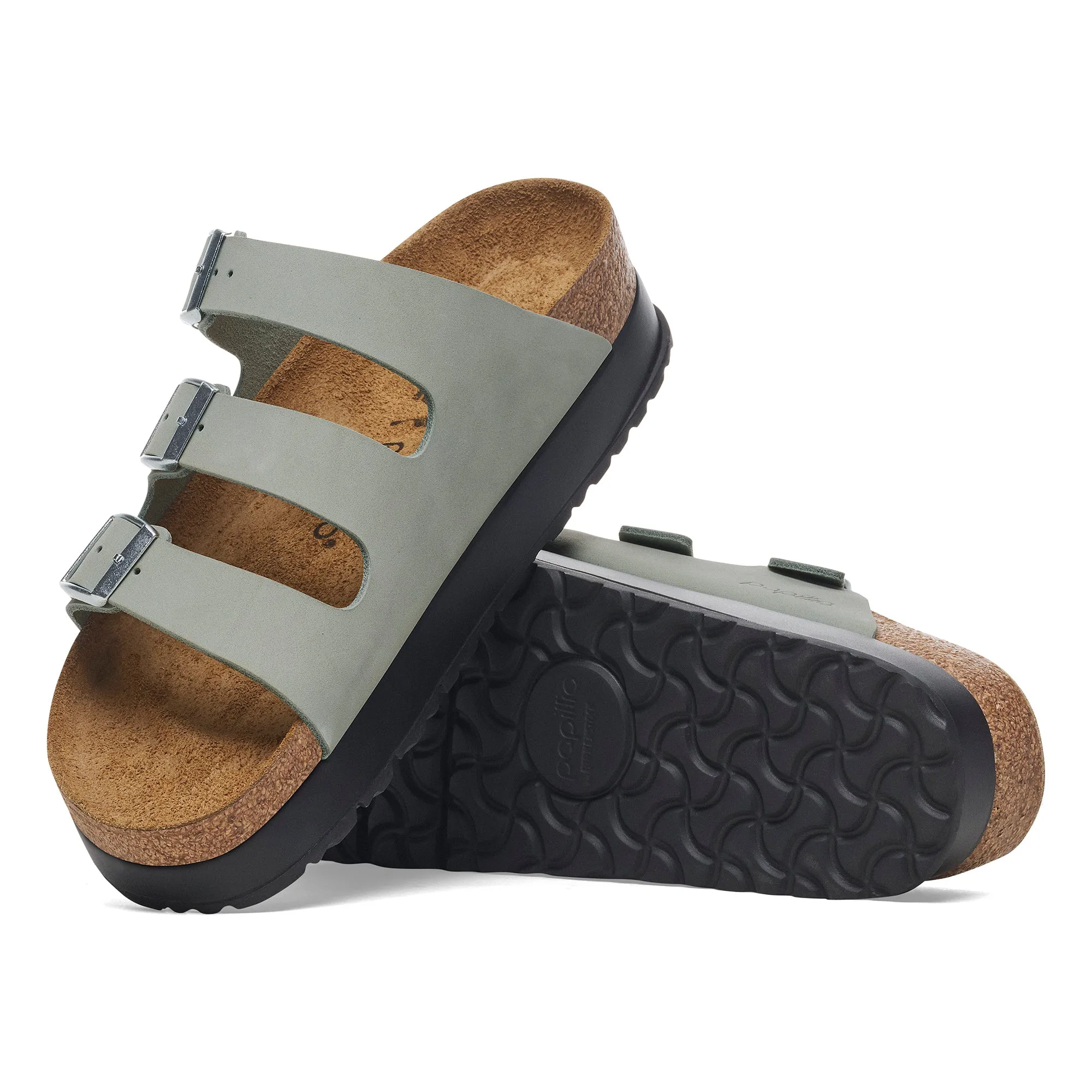 Papillio Florida Platform pure sage nubuck by Birkenstock