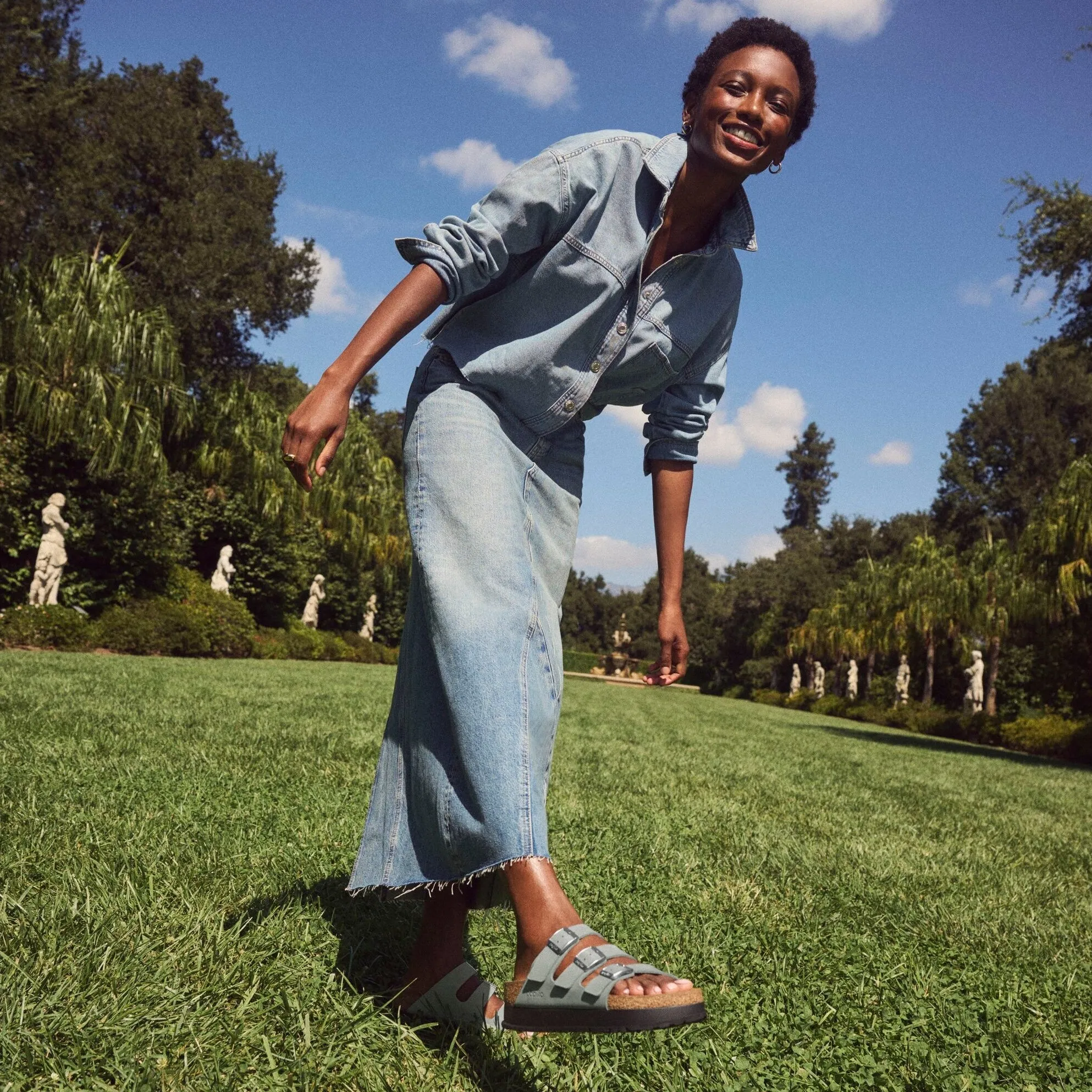 Papillio Florida Platform pure sage nubuck by Birkenstock