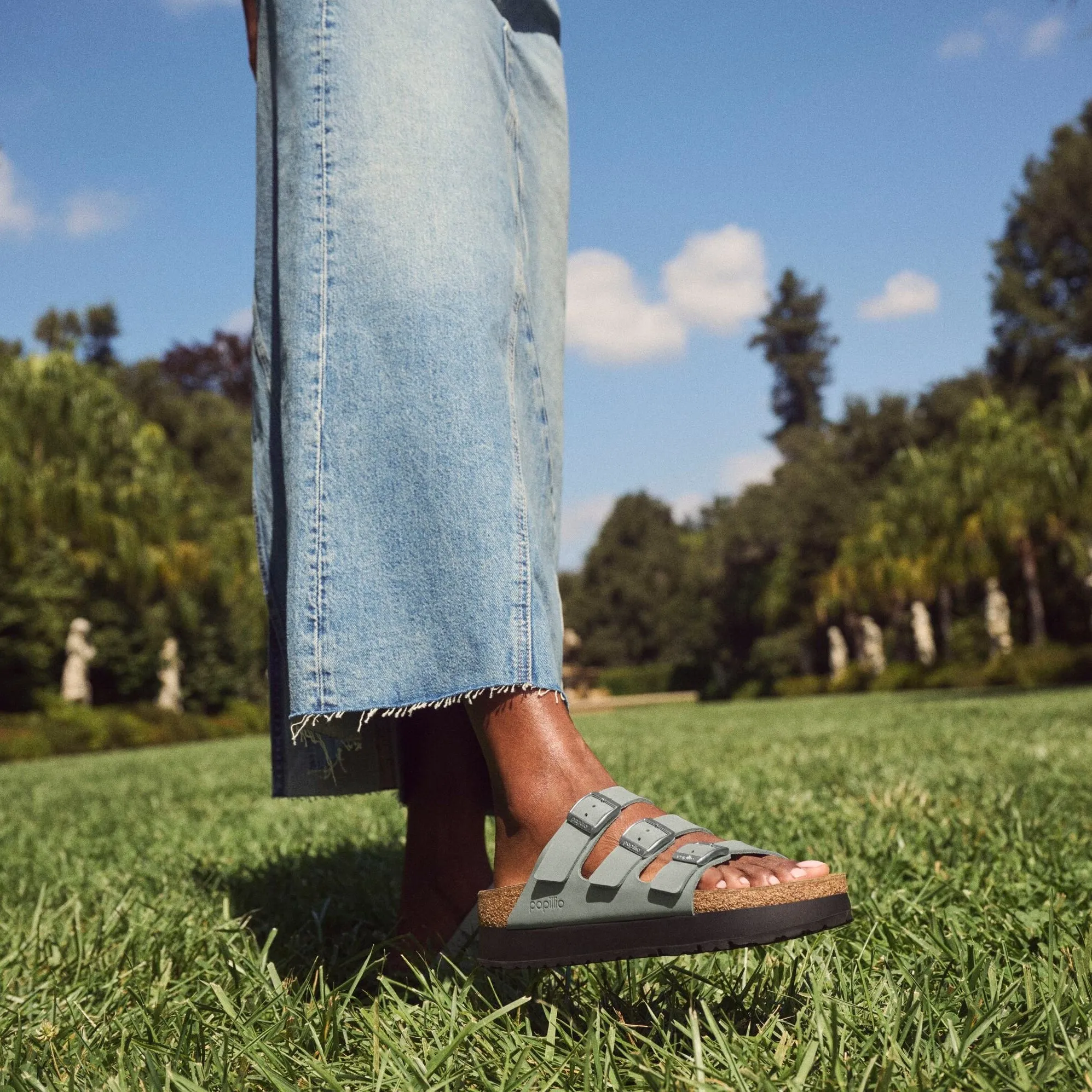 Papillio Florida Platform pure sage nubuck by Birkenstock