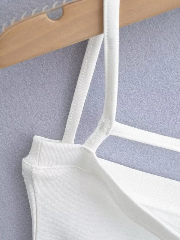 Plain Y2k cami top with cutouts in crop style