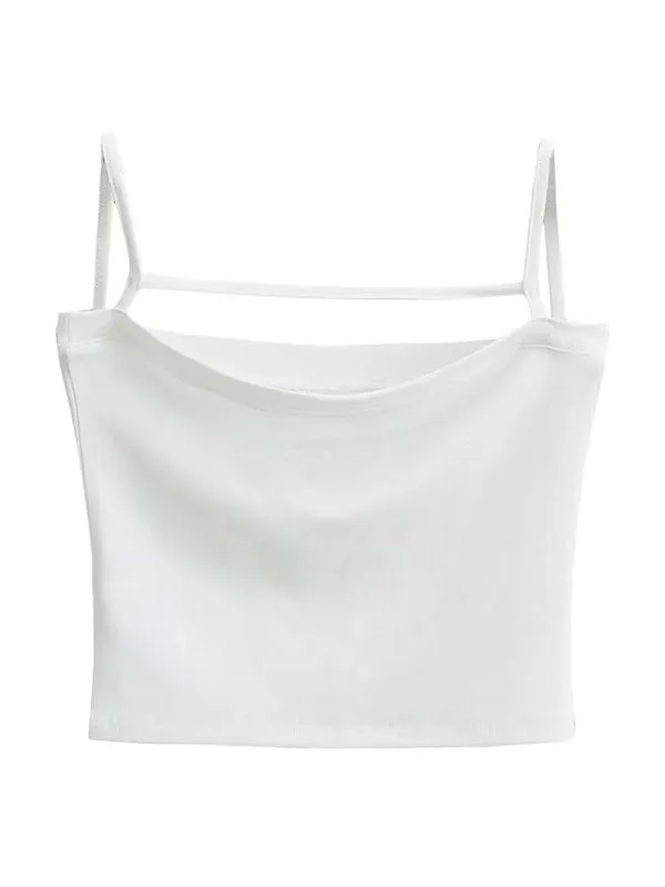 Plain Y2k cami top with cutouts in crop style