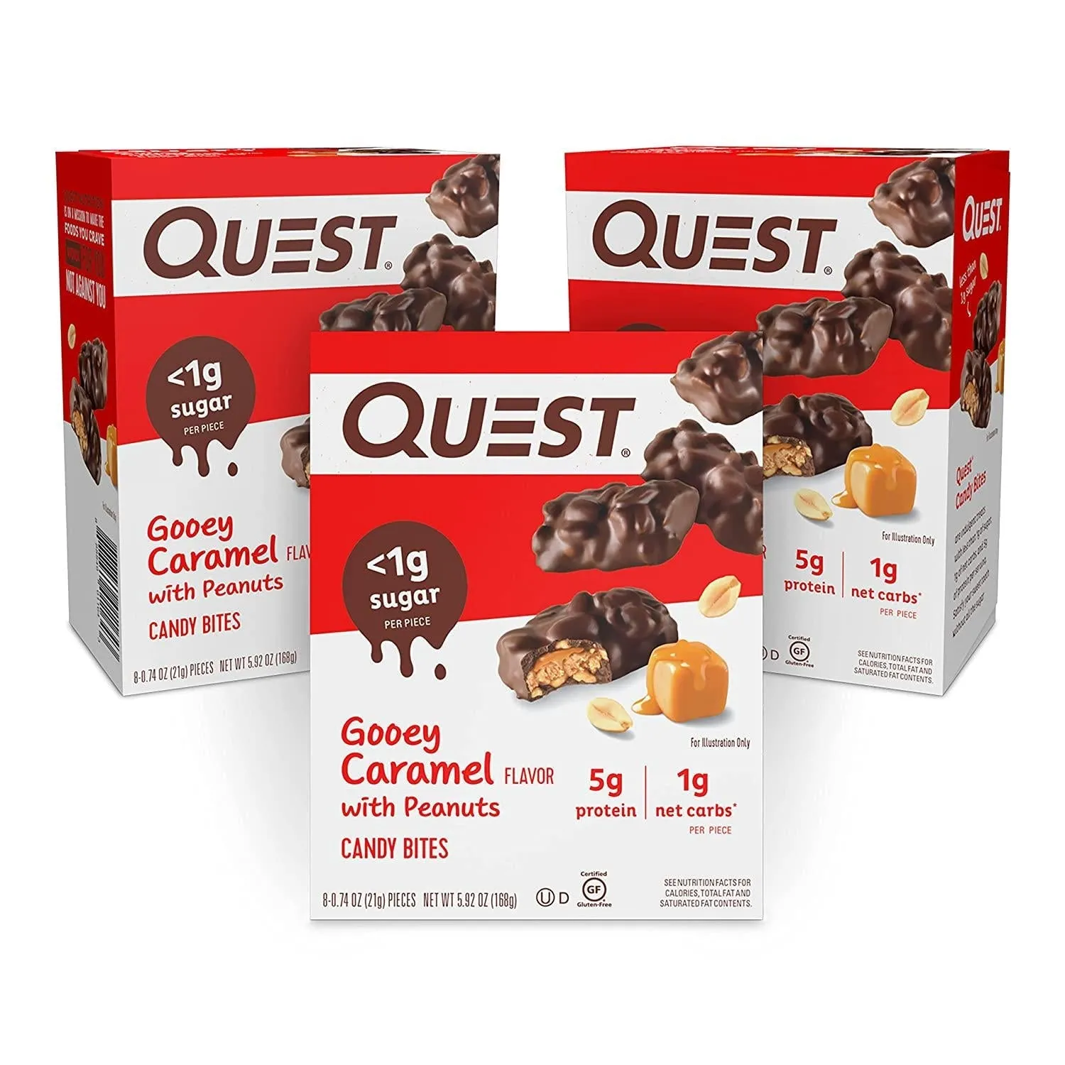 Quest Nutrition Gooey Caramel Candy Bites, 0.74 Oz - 8 Count (Pack of 3)