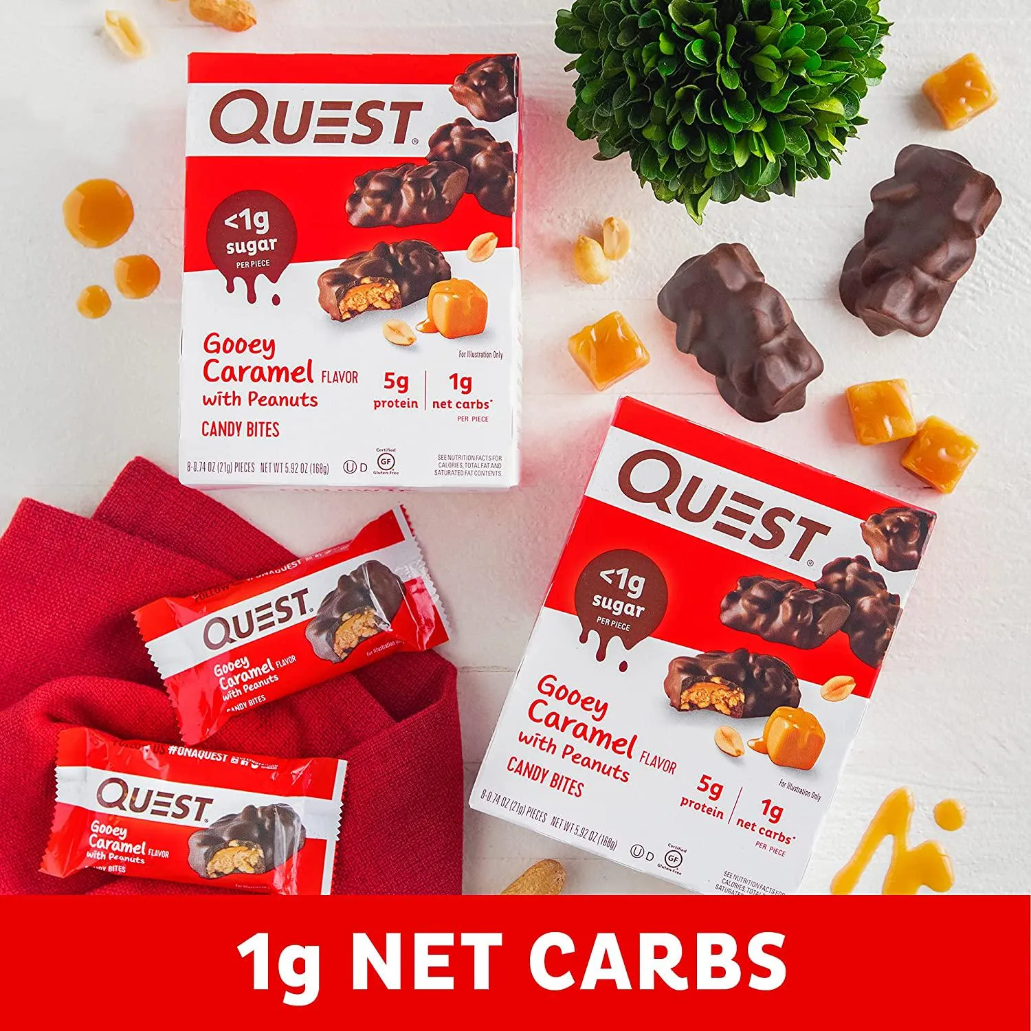 Quest Nutrition Gooey Caramel Candy Bites, 0.74 Oz - 8 Count (Pack of 3)