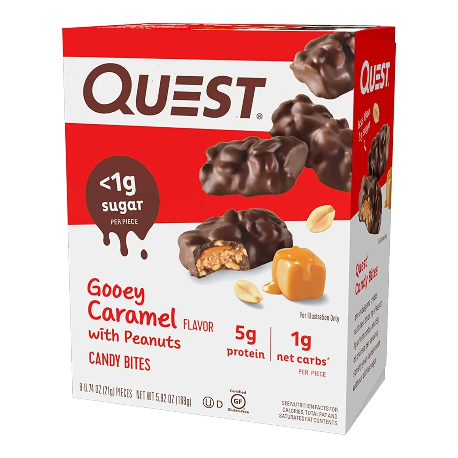 Quest Nutrition Gooey Caramel Candy Bites, 0.74 Oz - 8 Count (Pack of 3)