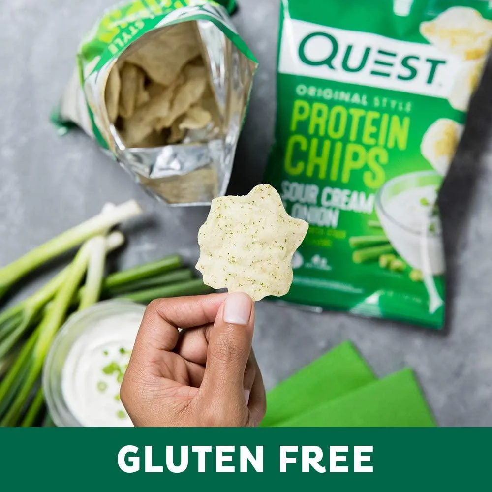 Quest Nutrition Sour Cream and Onion Protein Chips, Low Carb, Gluten Free, Potato Free, Baked, (8 Count of 1.1 oz Bags) 9 oz