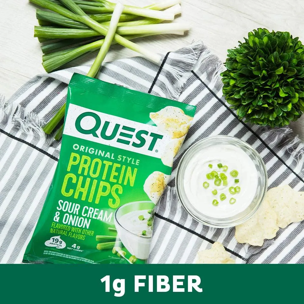 Quest Nutrition Sour Cream and Onion Protein Chips, Low Carb, Gluten Free, Potato Free, Baked, (8 Count of 1.1 oz Bags) 9 oz