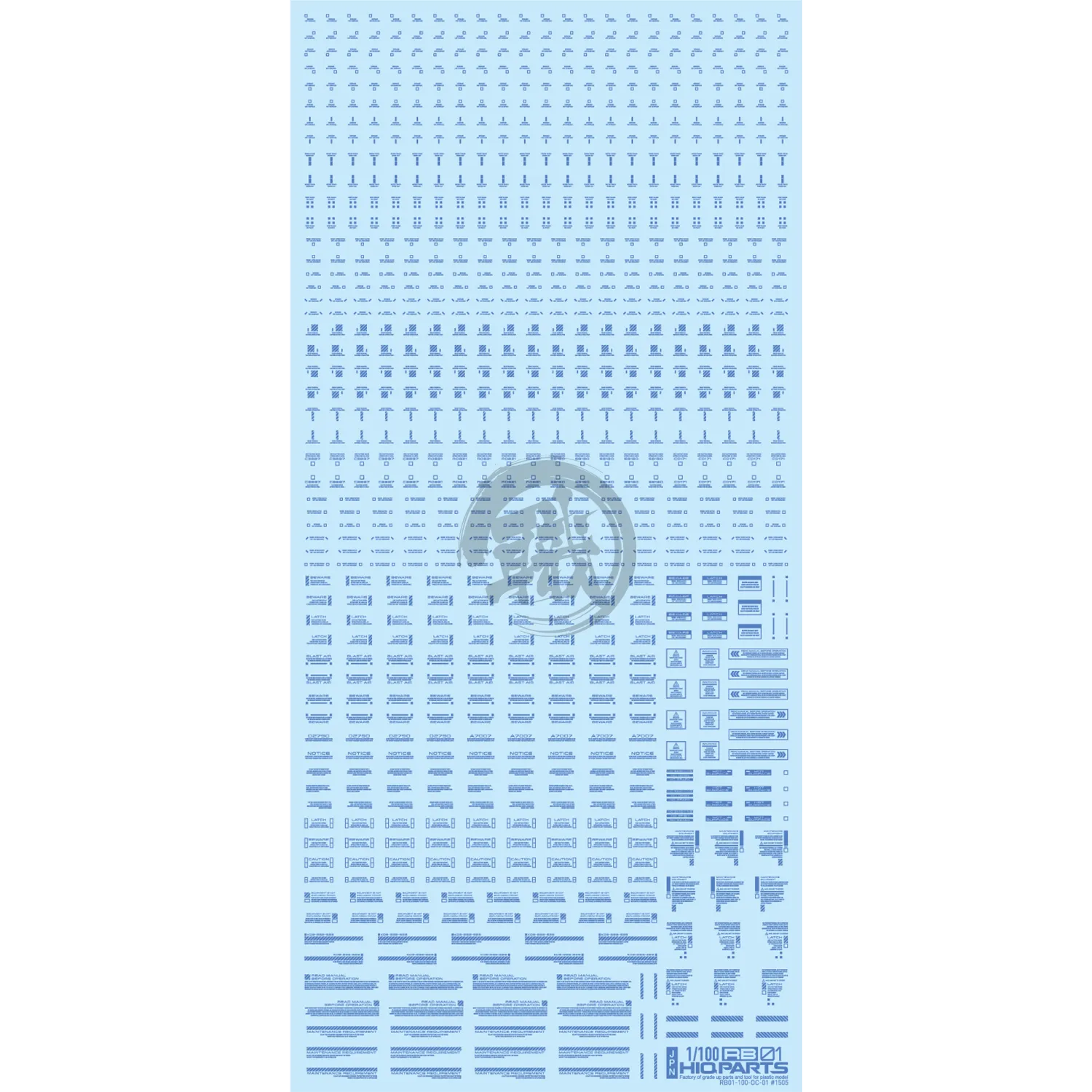 RB01 Caution Decal [Blue] [1/100 Scale]