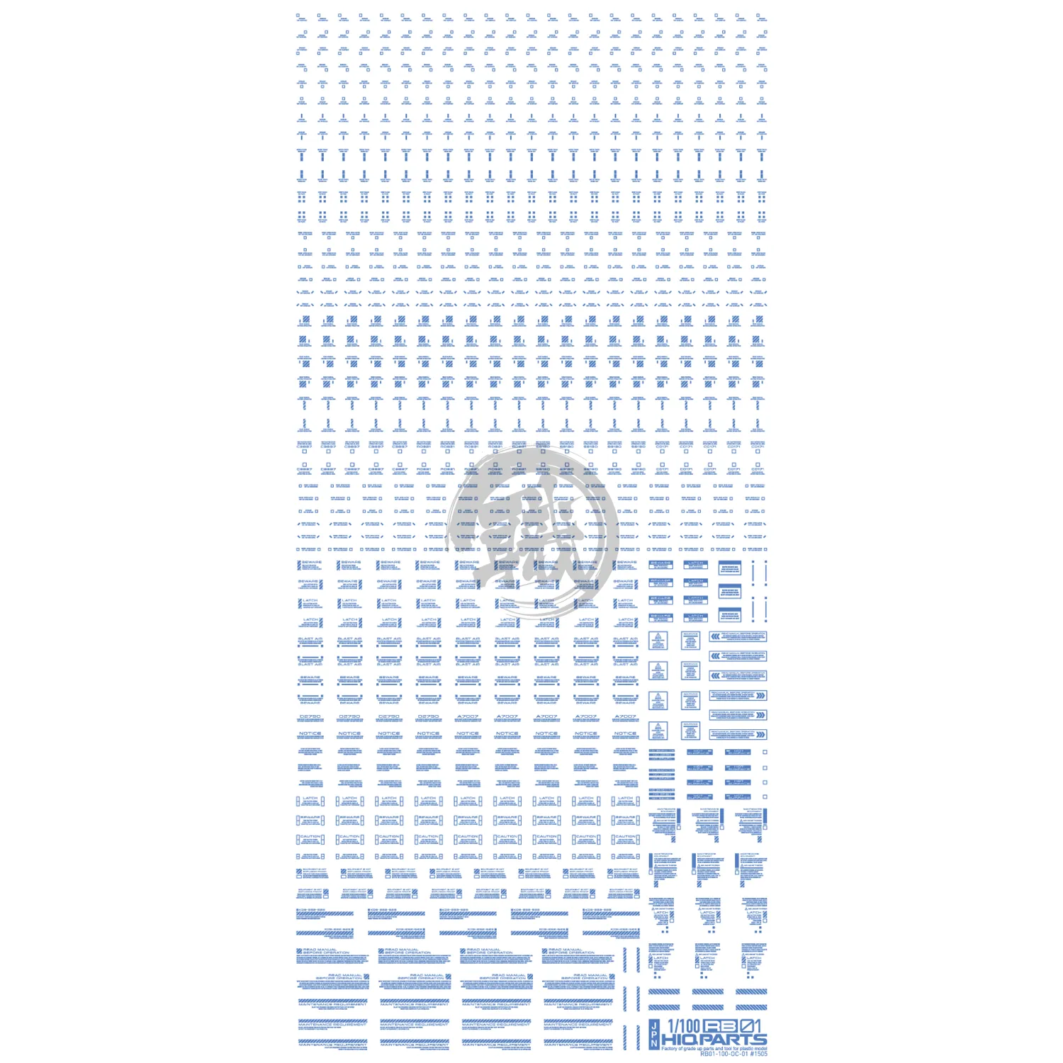 RB01 Caution Decal [Blue] [1/100 Scale]