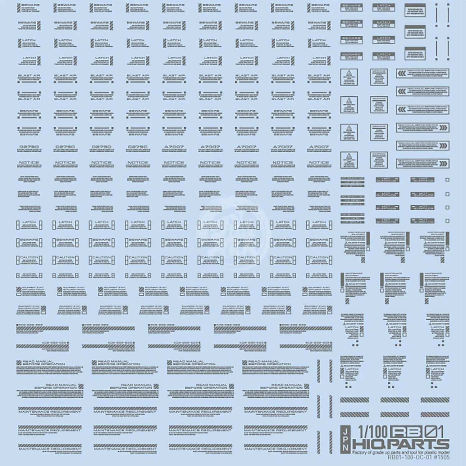 RB01 Caution Decal [Grey] [1/100 Scale]