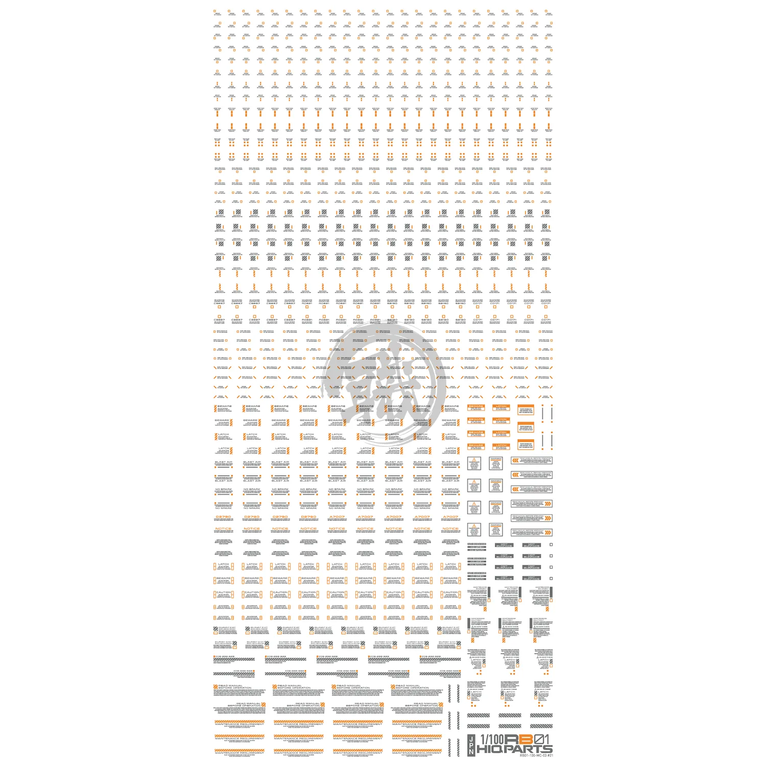 RB01 Caution Decal [Grey & Orange] [1/100 Scale]