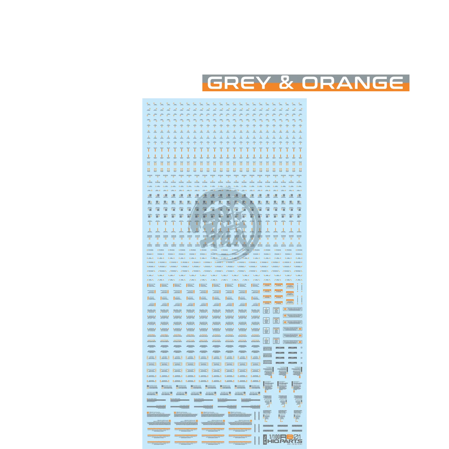 RB01 Caution Decal [Grey & Orange] [1/100 Scale]