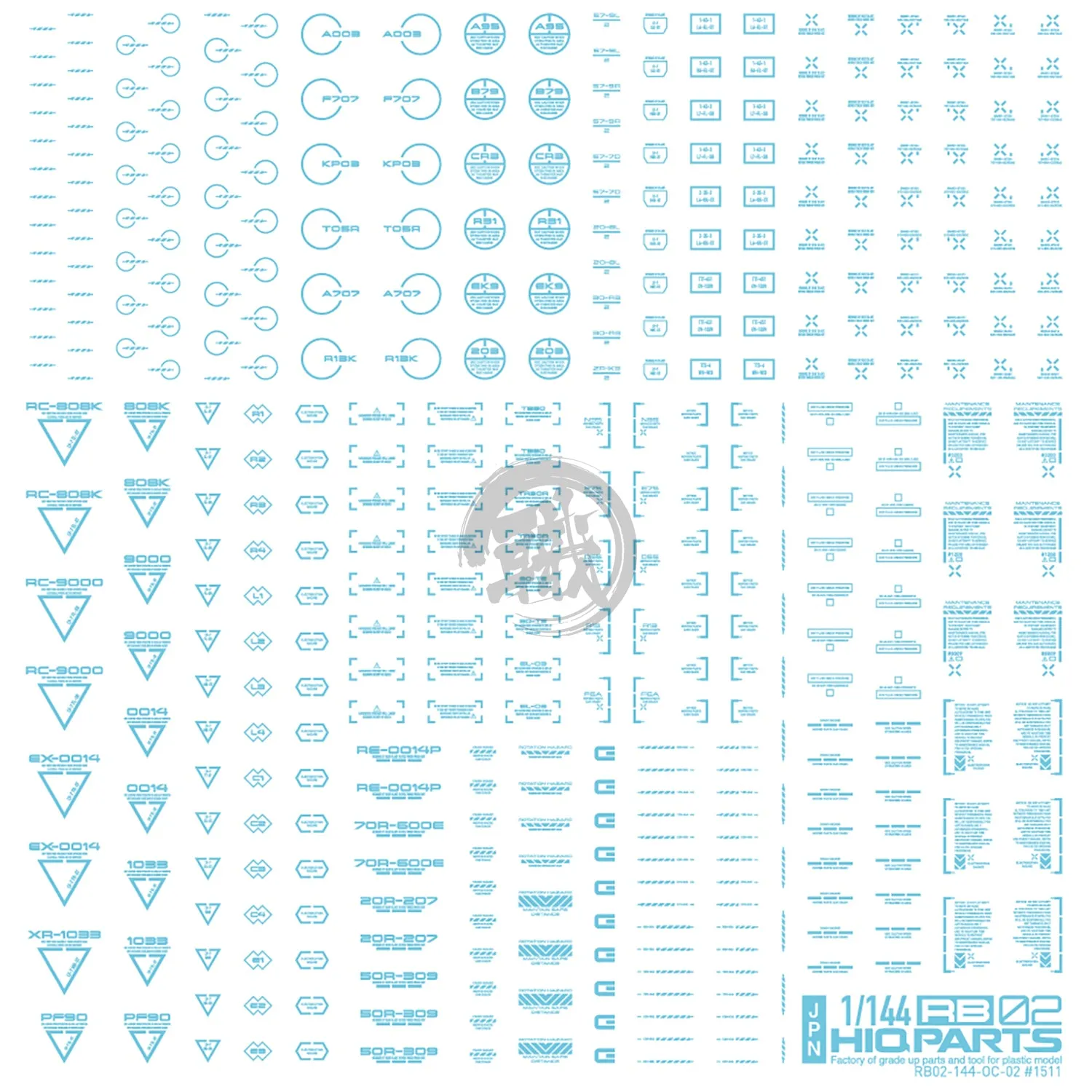 RB02 Caution Decal [Pastel Blue] [1/144 Scale]