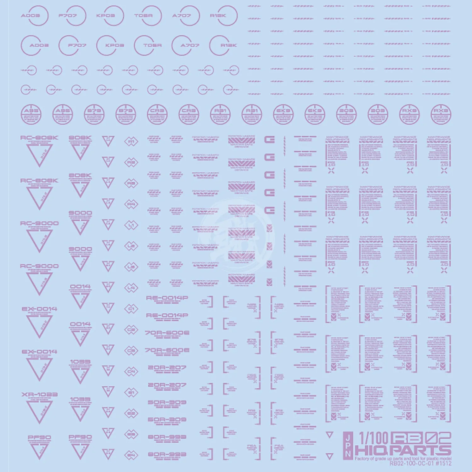RB02 Caution Decal [Pastel Violet] [1/100 Scale]