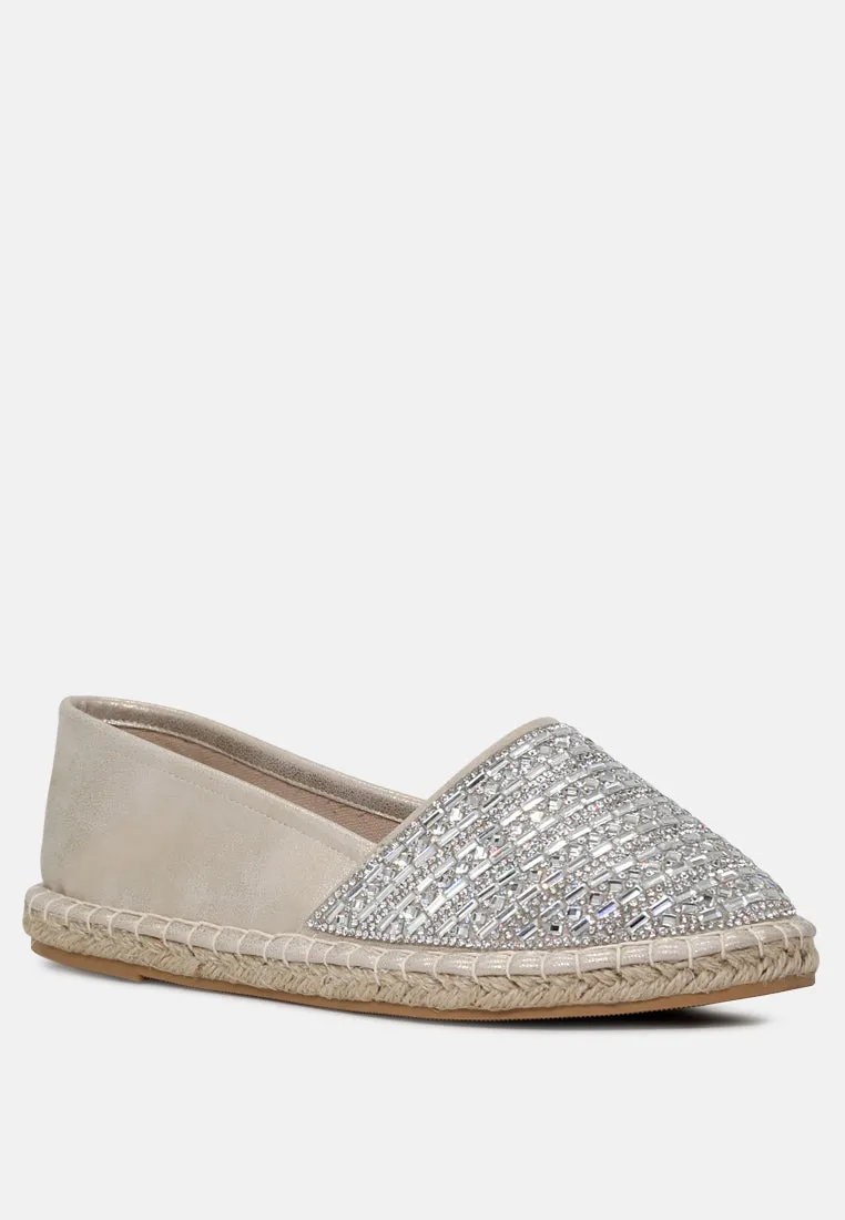 Rikki Gold Embellished Slip-On Flat Espadrilles