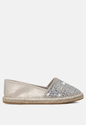 Rikki Gold Embellished Slip-On Flat Espadrilles