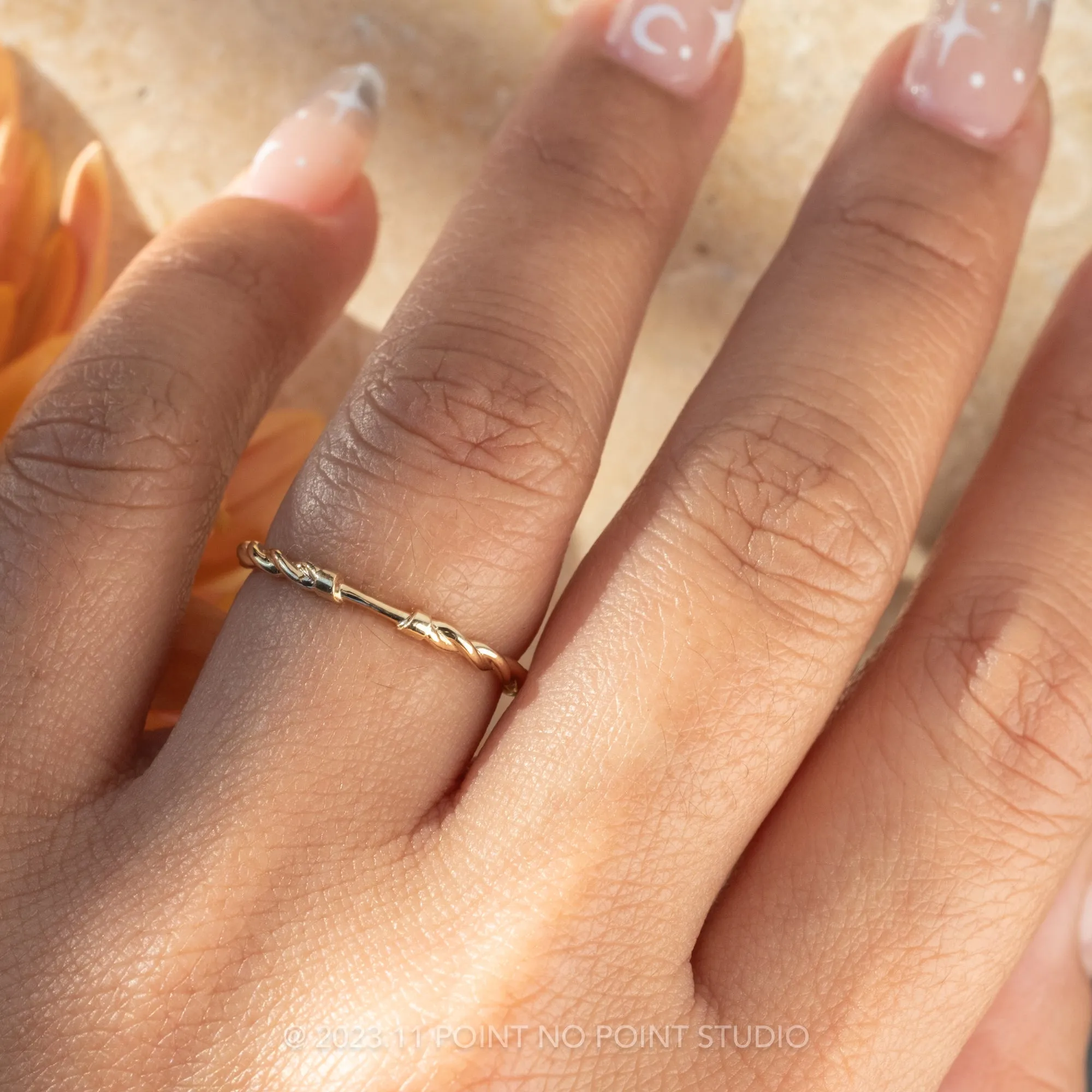 Rope Cuff Wedding Band, 14k Yellow Gold