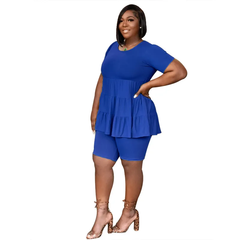RuffleEase Tiered Babydoll Top & Biker Shorts Set
