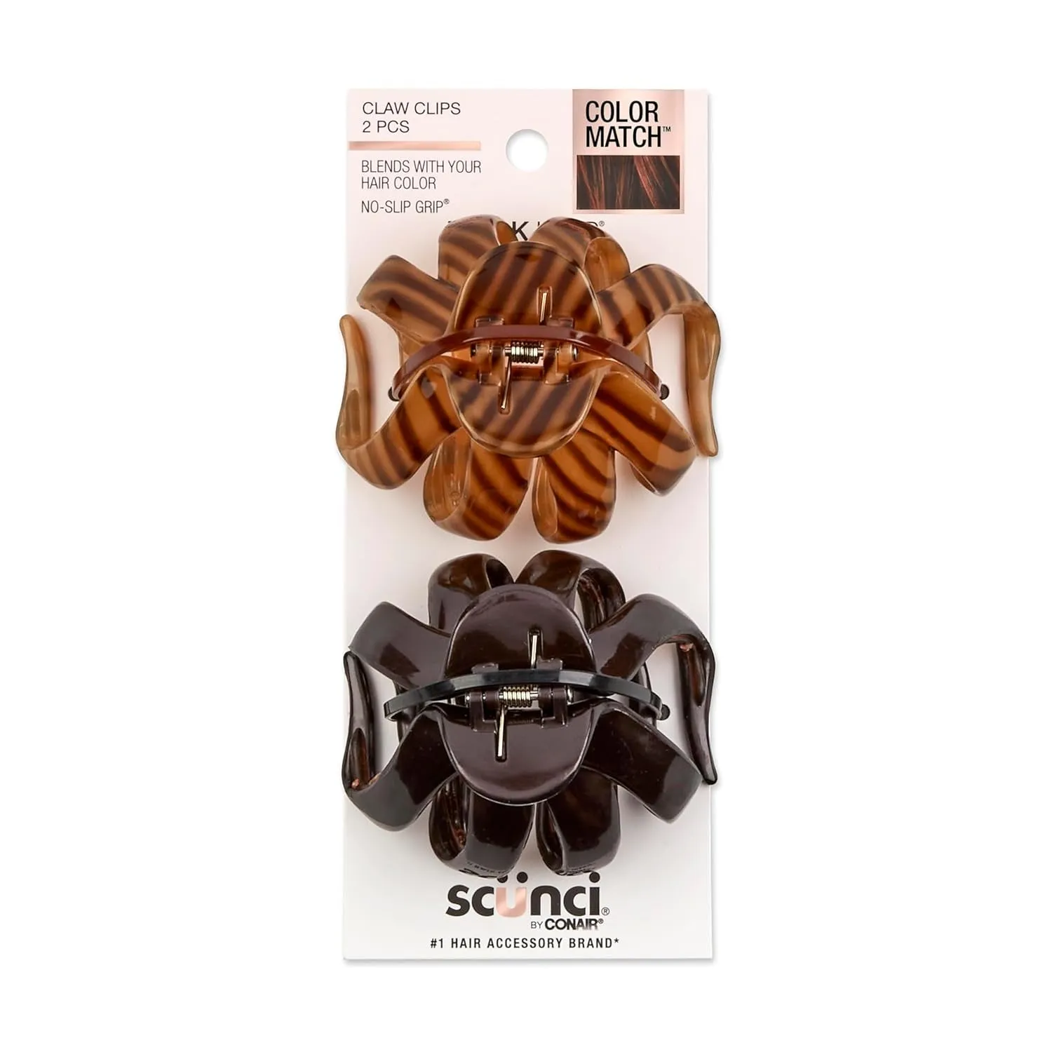 Scunci by  Jaw Claw Clips - Hair Accessories for Women - Claw Clips for Thick Hair - Claw Clip - Black & Tortoise- 2 Count