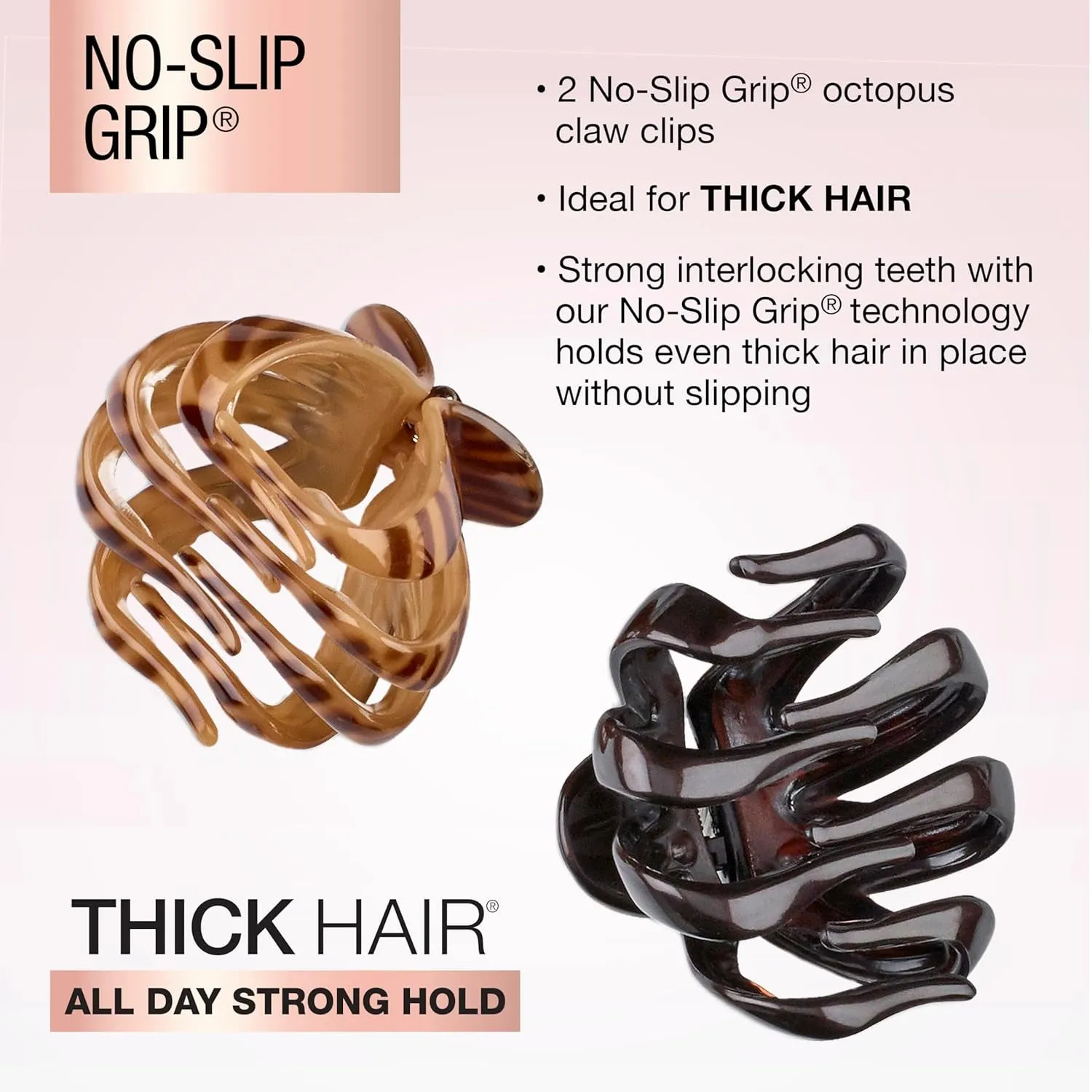 Scunci by  Jaw Claw Clips - Hair Accessories for Women - Claw Clips for Thick Hair - Claw Clip - Black & Tortoise- 2 Count