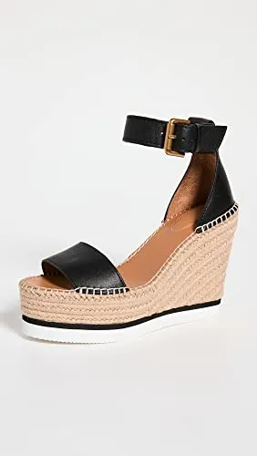 See by Chloe Women's Glyn Wedge Espadrilles, Black, 10 Medium US
