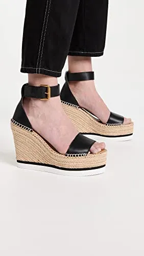 See by Chloe Women's Glyn Wedge Espadrilles, Black, 10 Medium US