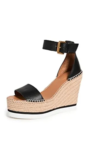 See by Chloe Women's Glyn Wedge Espadrilles, Black, 10 Medium US