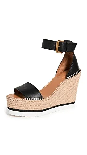 See by Chloe Women's Glyn Wedge Espadrilles, Black, 10 Medium US