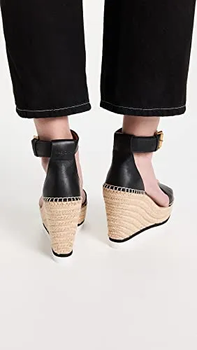 See by Chloe Women's Glyn Wedge Espadrilles, Black, 10 Medium US