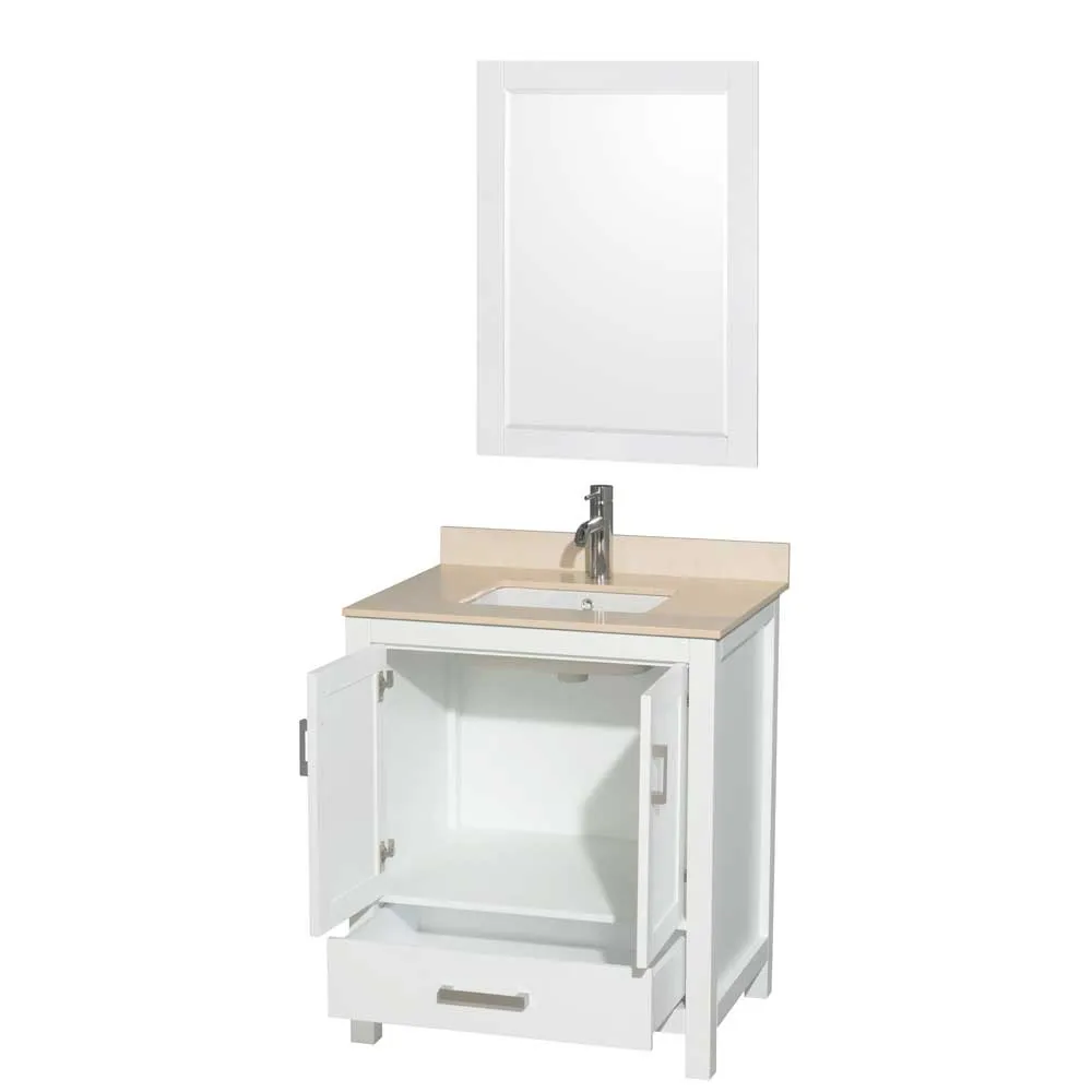 Sheffield 30 Inch Single Bathroom Vanity in White