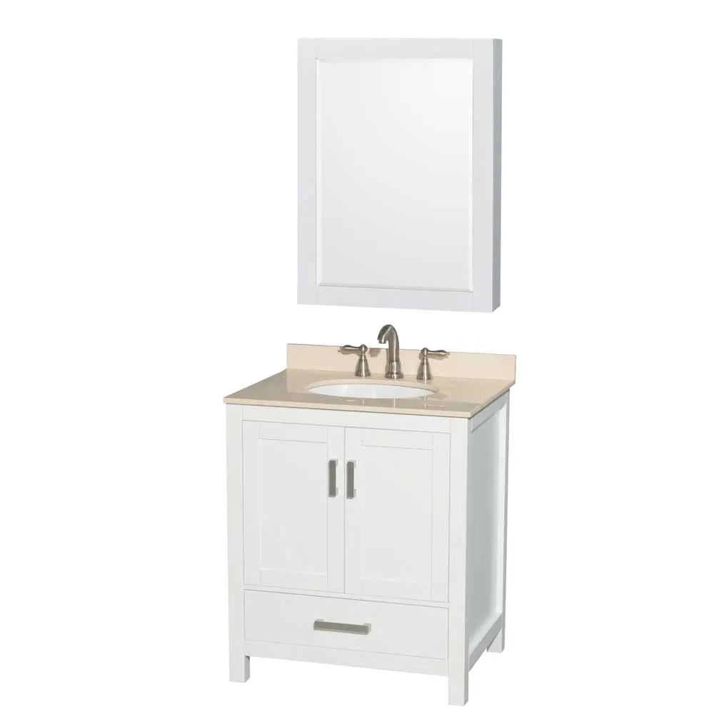 Sheffield 30 Inch Single Bathroom Vanity in White