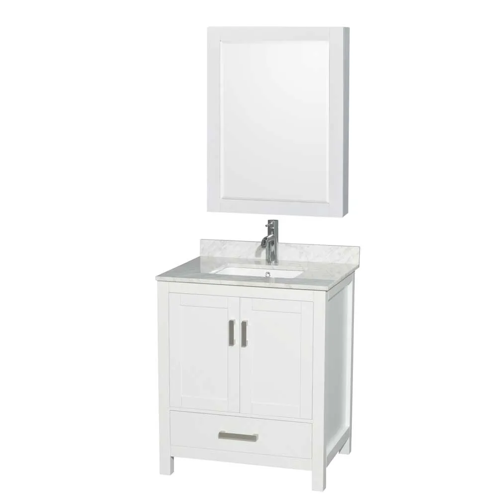 Sheffield 30 Inch Single Bathroom Vanity in White