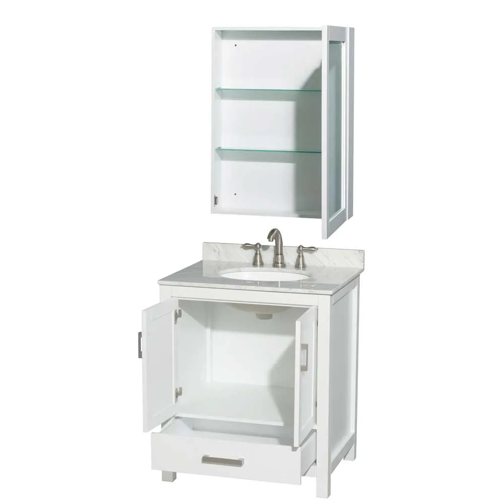 Sheffield 30 Inch Single Bathroom Vanity in White