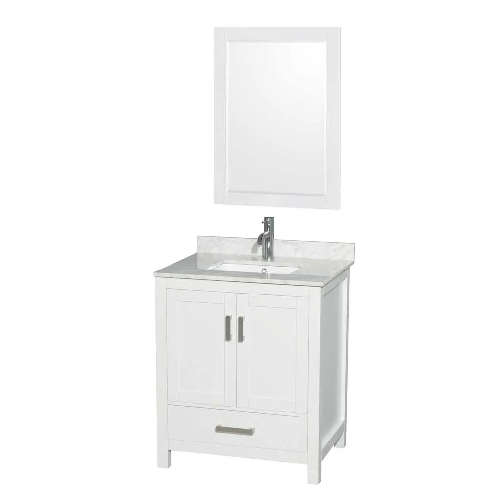 Sheffield 30 Inch Single Bathroom Vanity in White