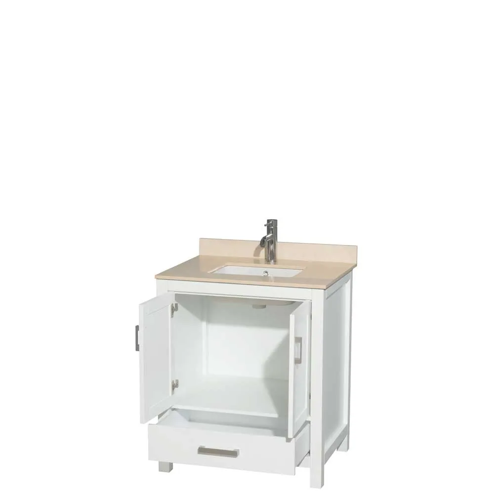Sheffield 30 Inch Single Bathroom Vanity in White