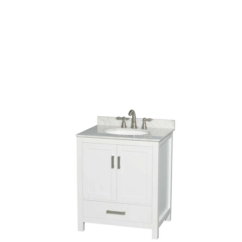 Sheffield 30 Inch Single Bathroom Vanity in White