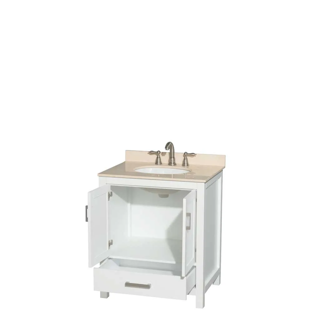 Sheffield 30 Inch Single Bathroom Vanity in White