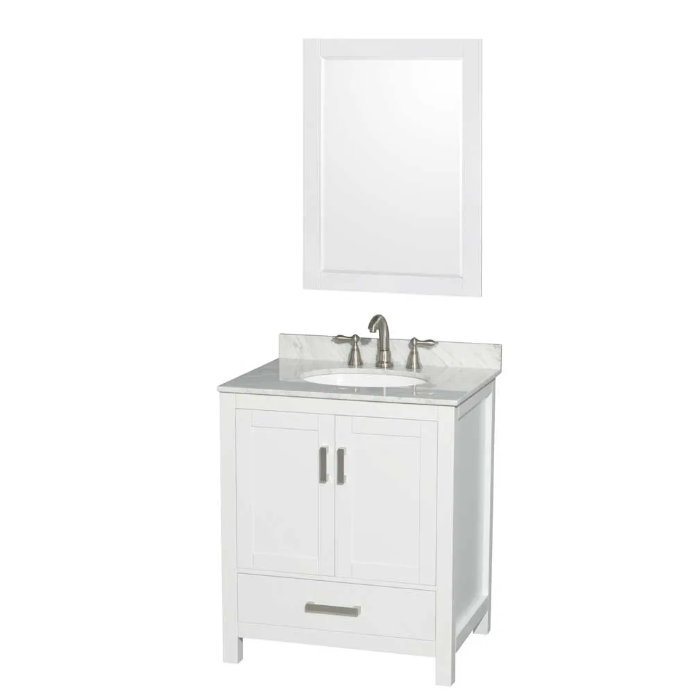 Sheffield 30 Inch Single Bathroom Vanity in White