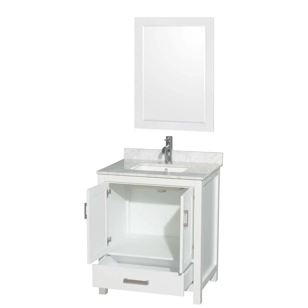 Sheffield 30 Inch Single Bathroom Vanity in White