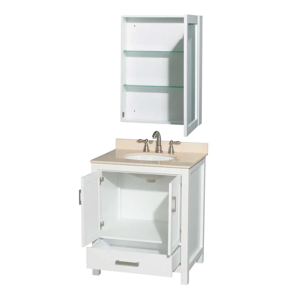 Sheffield 30 Inch Single Bathroom Vanity in White