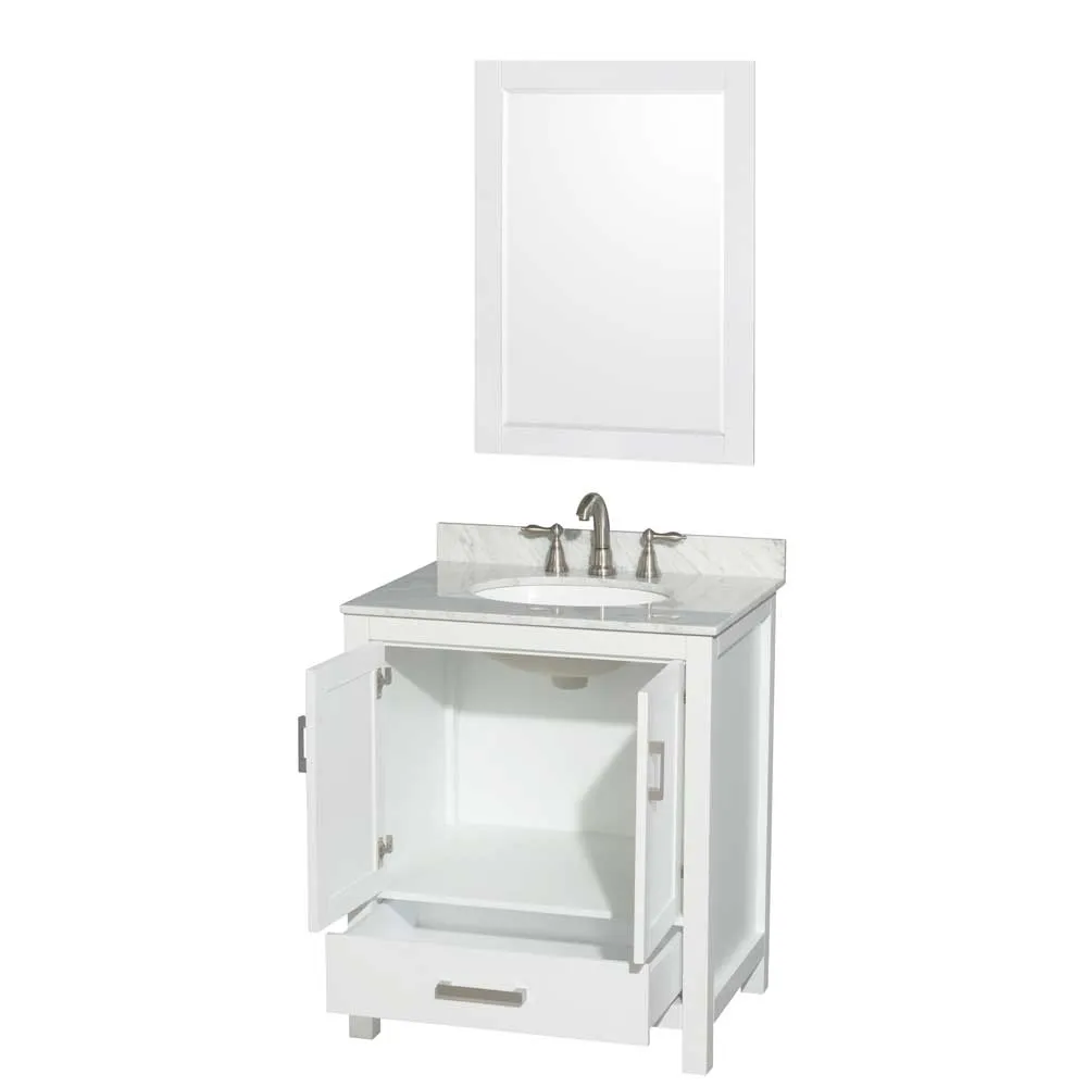 Sheffield 30 Inch Single Bathroom Vanity in White
