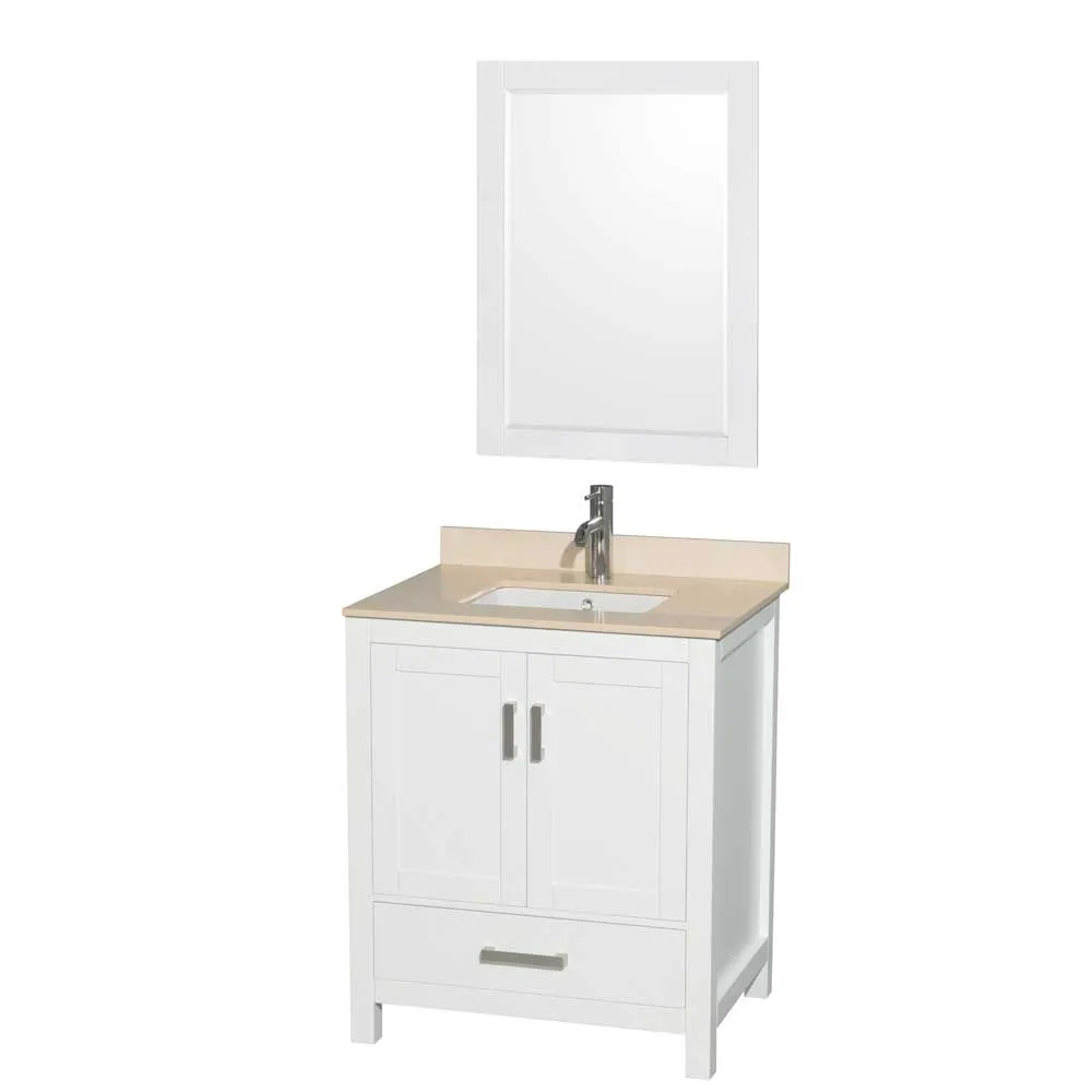 Sheffield 30 Inch Single Bathroom Vanity in White