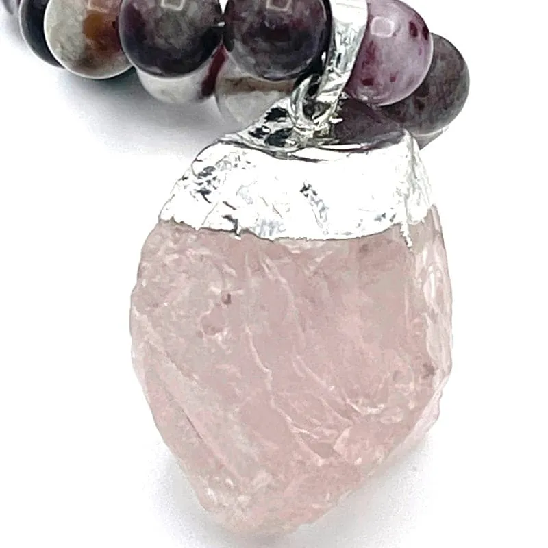 Silver Foil Wrapped Crystal Pendant Necklace