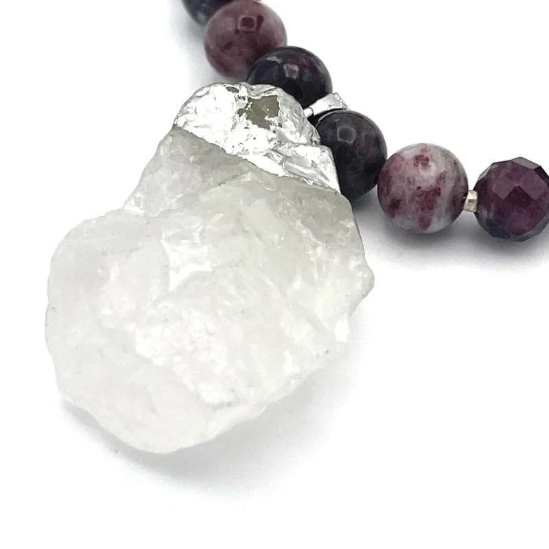 Silver Foil Wrapped Crystal Pendant Necklace