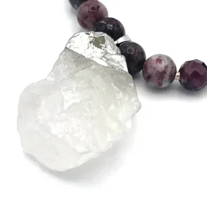 Silver Foil Wrapped Crystal Pendant Necklace