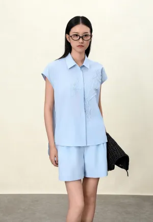 Sky Blue Casual Shorts for Women - Relaxed Fit Poly-Cotton Blend with Comfort Waist, Relaxed fit poly-cotton blend with Comfort Waist