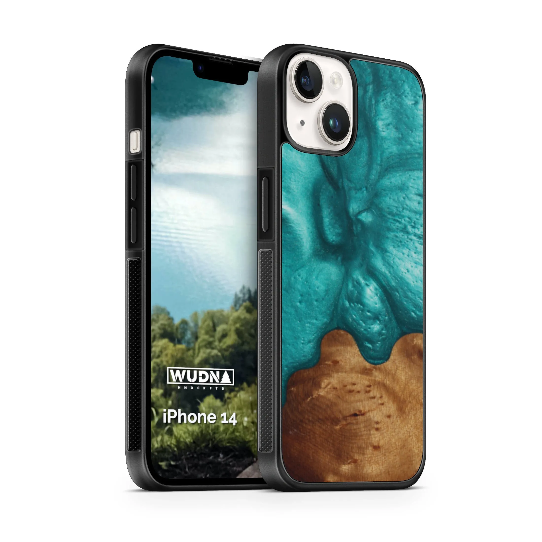Slim Resin & Wood iPhone Case (Coastline Collection - Deep Sea Green)